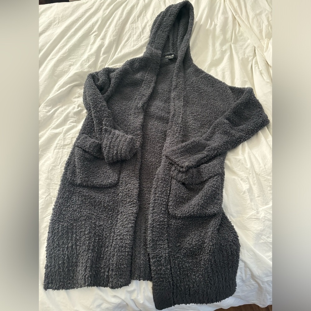 Barefoot Dreams Cozychic Nor-Cal Lounge Coat full zip long hooded size small